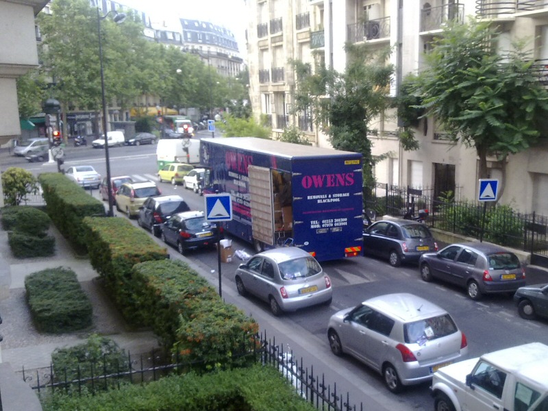 A removal to the continent? The Owens van parked outside an apartment in Paris, France.
